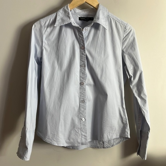 CLUB Monaco light blue cotton button down blouse womens medium - Picture 2 of 7